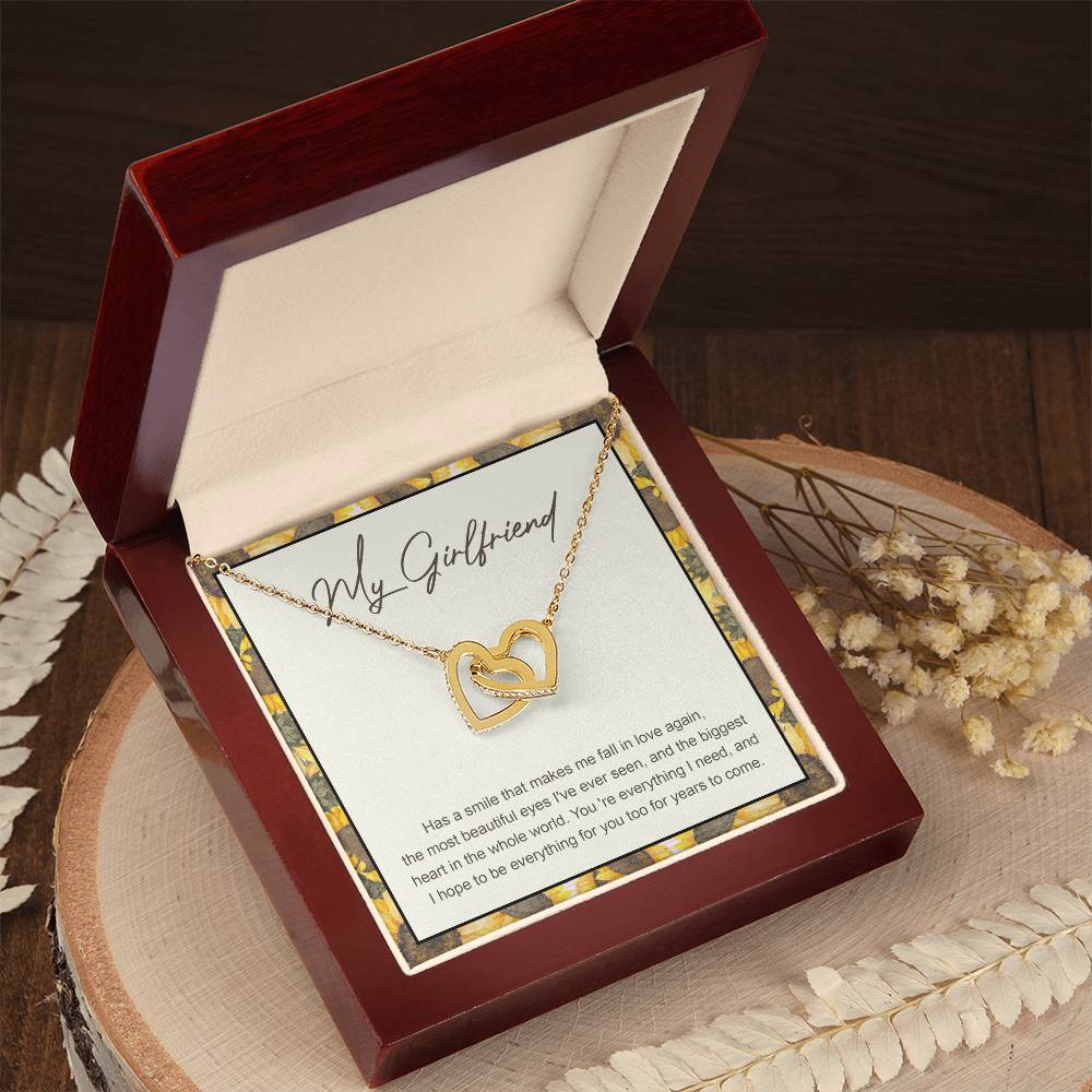 My Girlfriend Interlocking Hearts Necklace Message Card