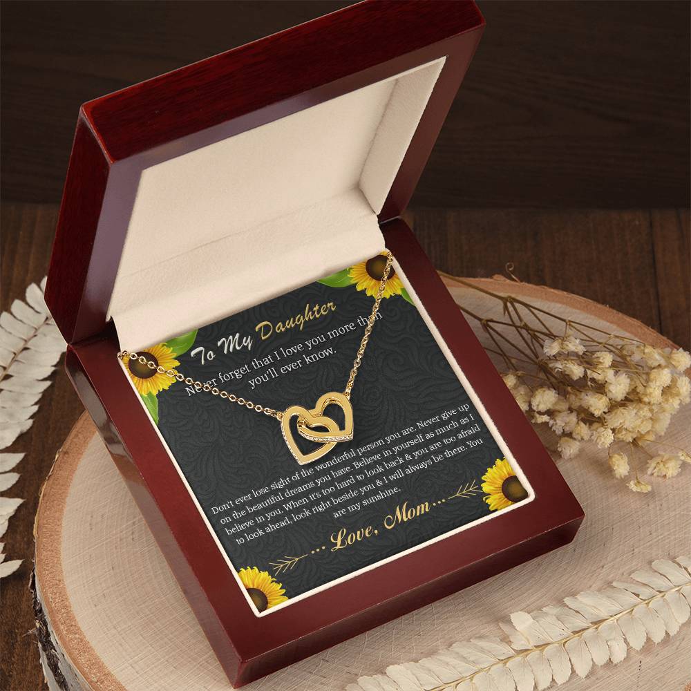 To My Daughter - Never Forget That I Love You More Than You'Ll Ever Know Interlocking Hearts Necklace