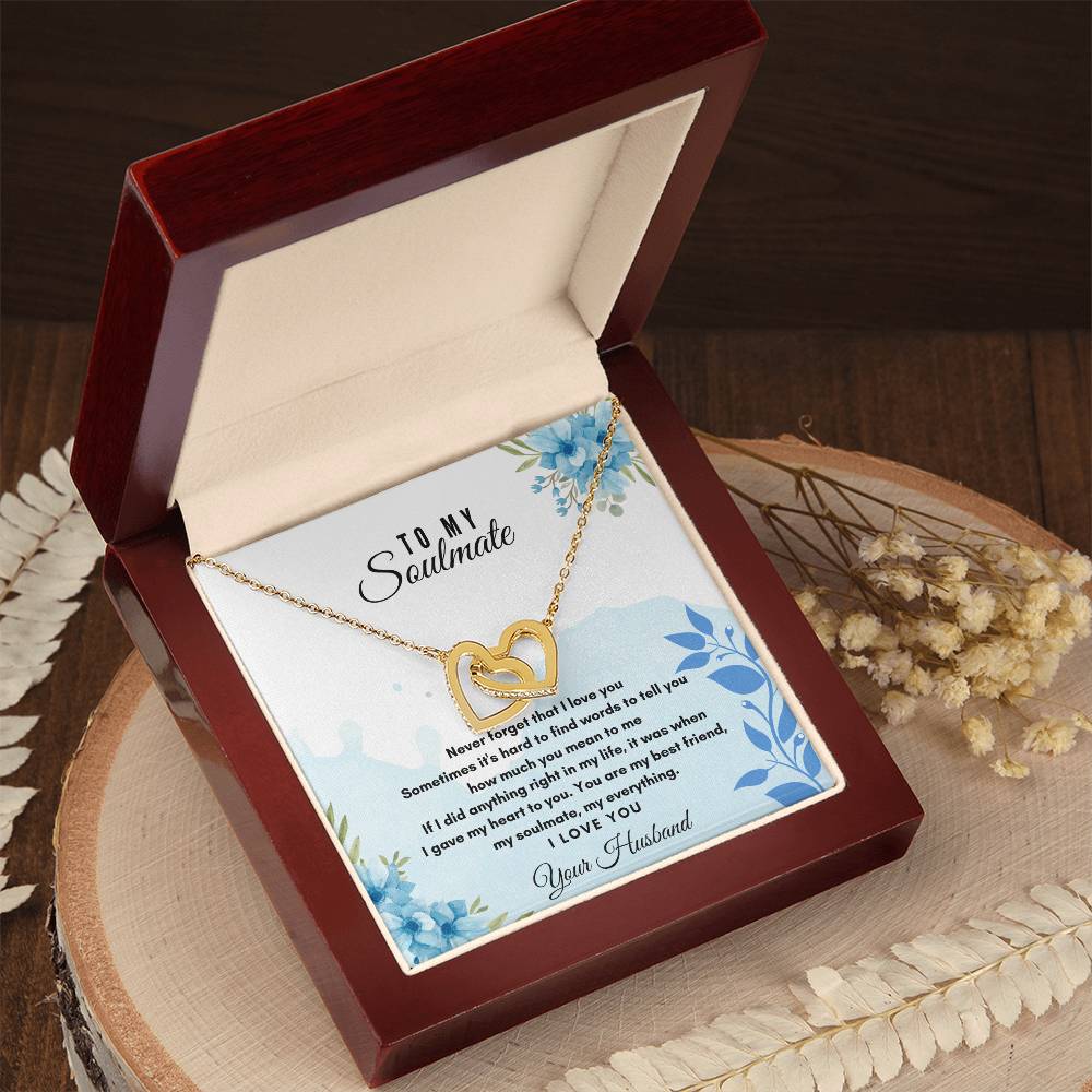 To My Soulmate Interlocking Hearts Necklace
