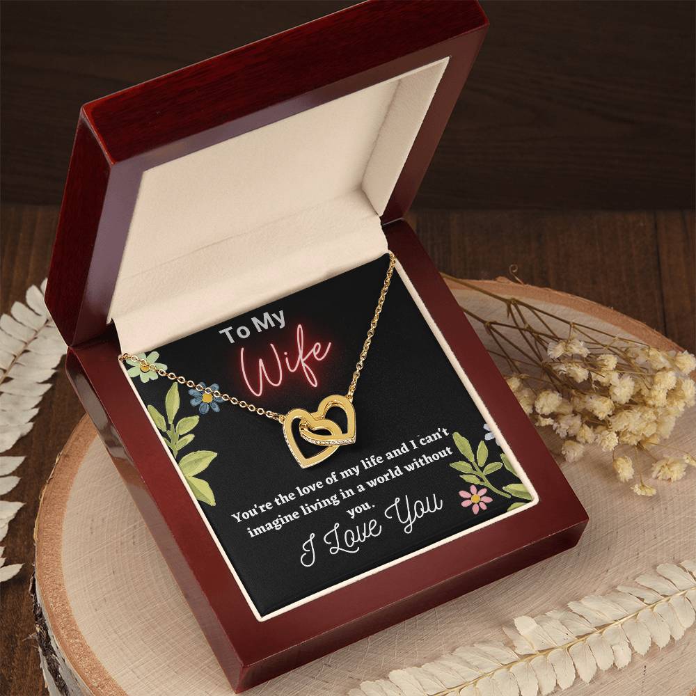 To My Wife Double Hearts Necklacegift For Wifei Love My Wife Love You Husband. Interlocking Hearts Necklace