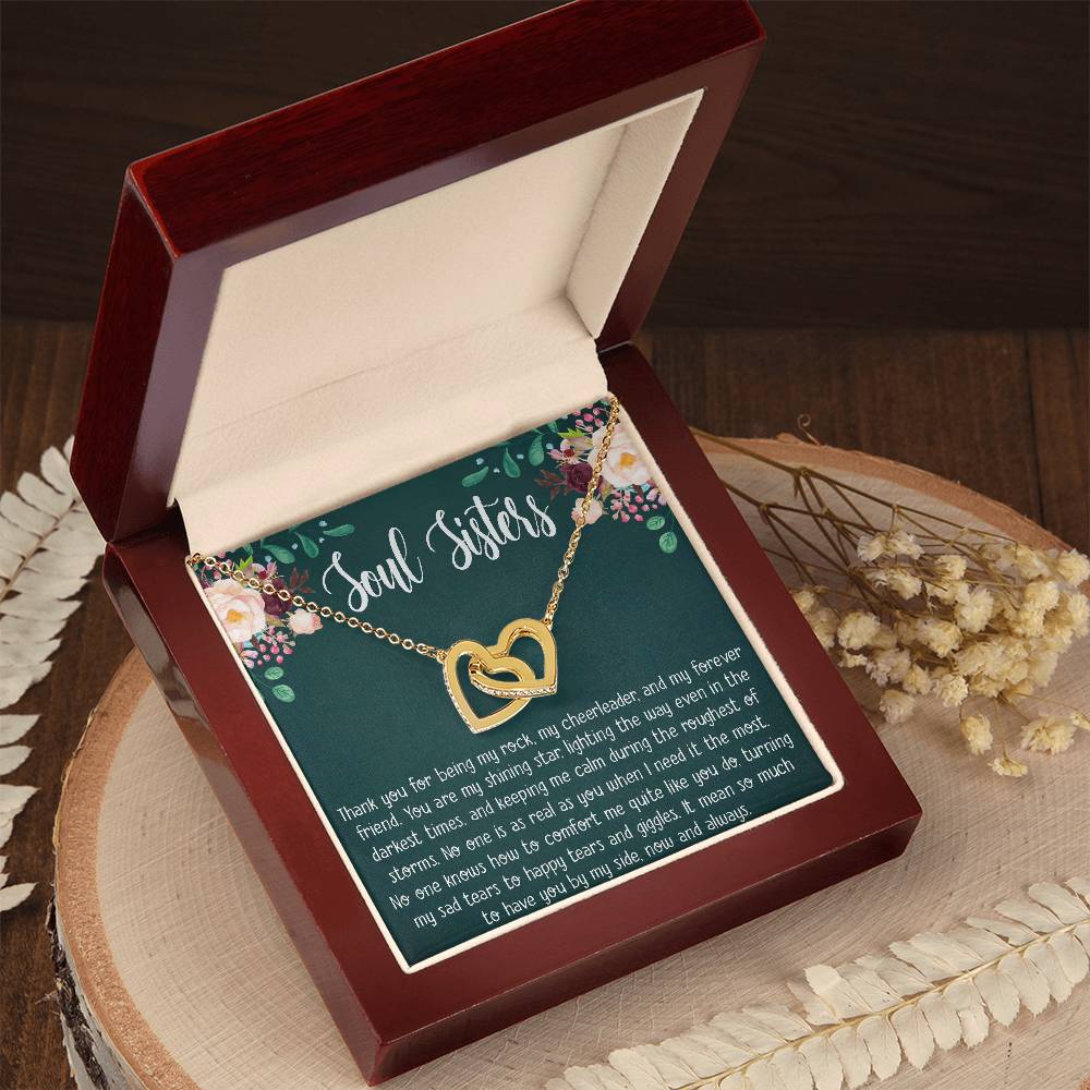 Soul Sisters Necklace Gift Bff Necklace Best Friend Gift Jewelry Long Distance Quotes Friends Forever Interlocking Hearts Necklace