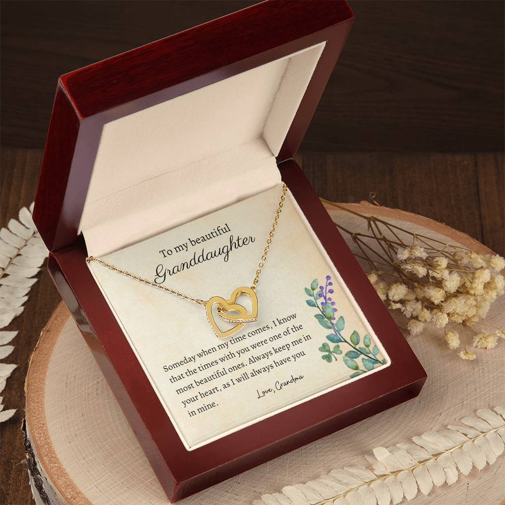 To My Granddaughter - Always In My Heart - Necklace Interlocking Hearts Necklace