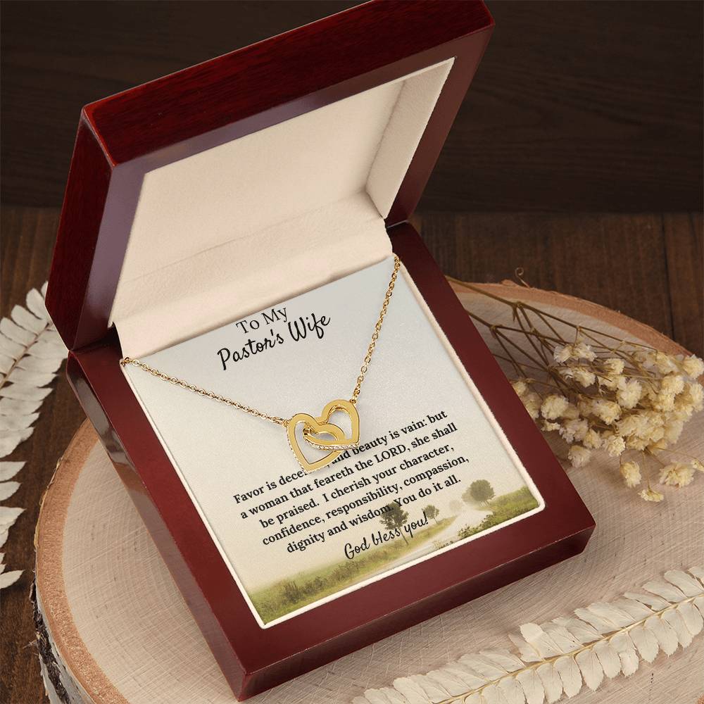 Gorgeous Two Hearts Necklace Pastor'S Wife Gift Interlocking Hearts Necklace