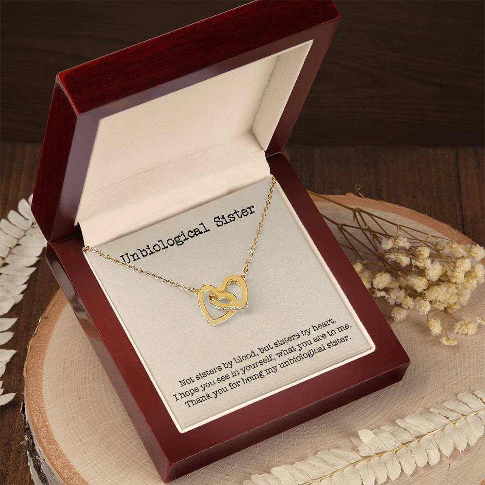 Unbiological Sister Interlocking Hearts Necklace