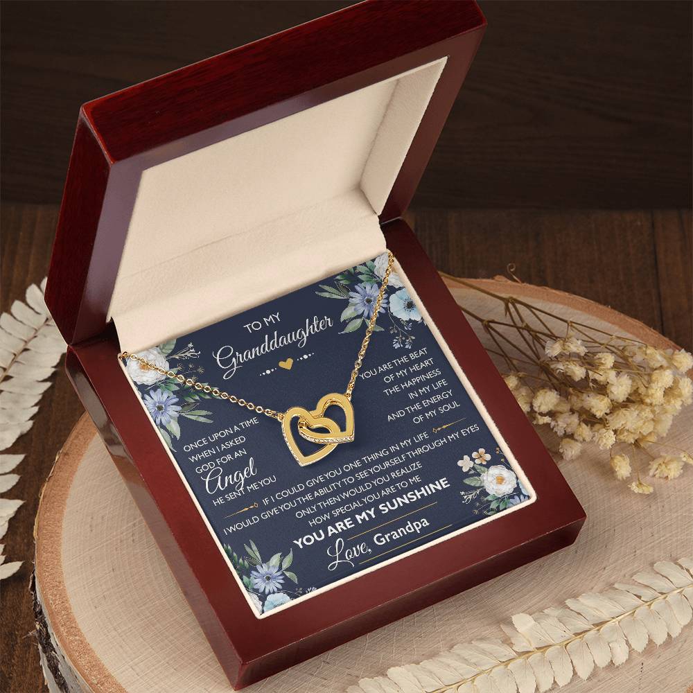To My Granddaughter From Grandpa - Interlocking Heart Necklace Interlocking Hearts Necklace