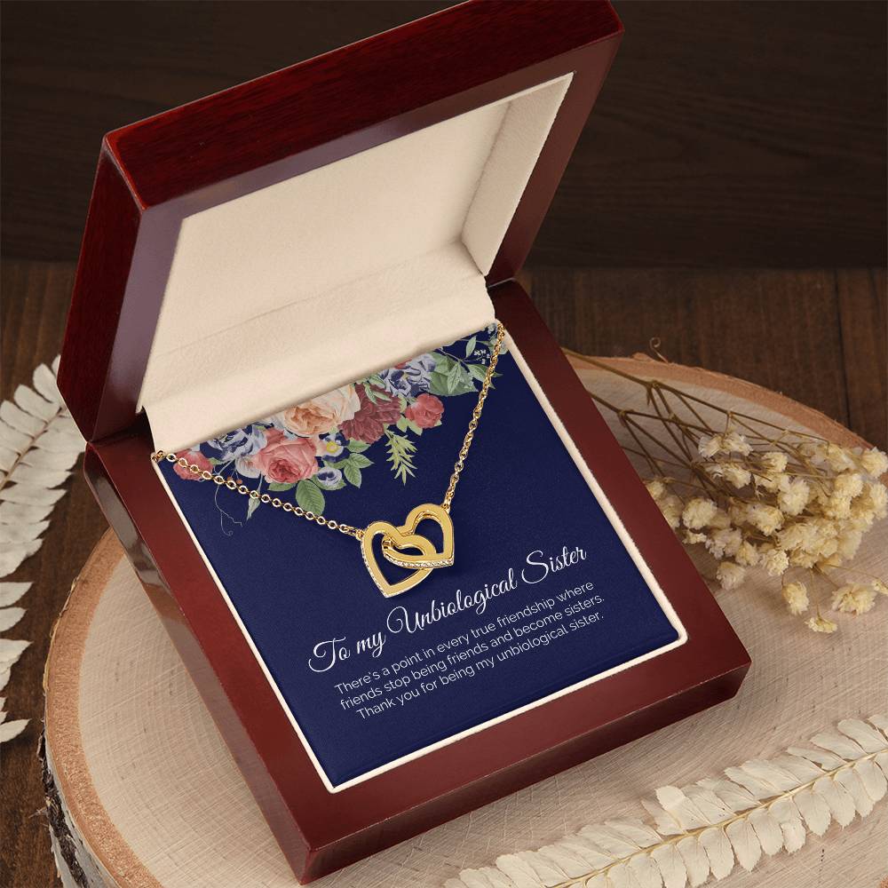 To My Unbiological Sister True Friendship Interlocked Hearts Necklace Interlocking Hearts Necklace