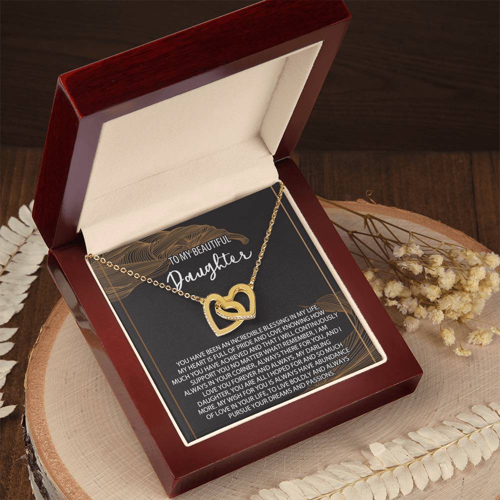 Daughter Necklace Gift Daughter Birthday Necklace To My Beautiful Daughter Interlocking Hearts Necklace Daughter Necklace Gift From Mom