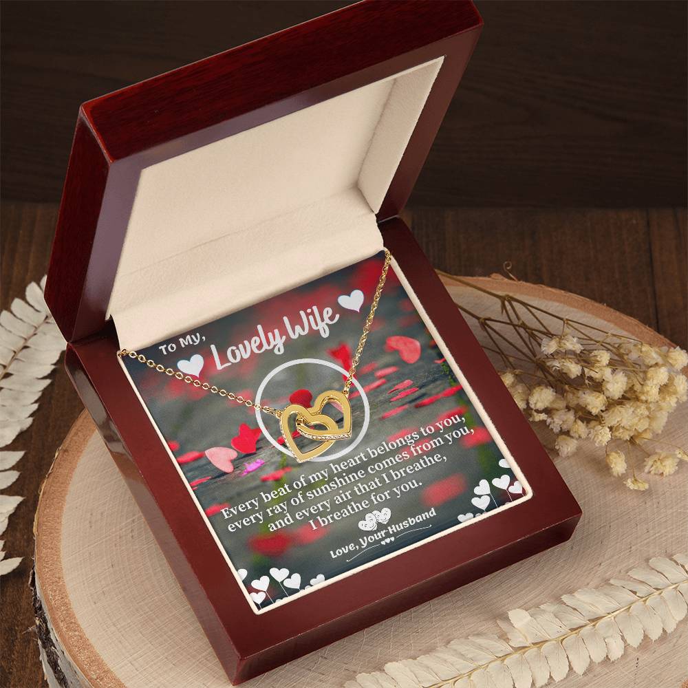 Husband To Wife Necklace Gift With Message Card Interlocking Hearts Necklace