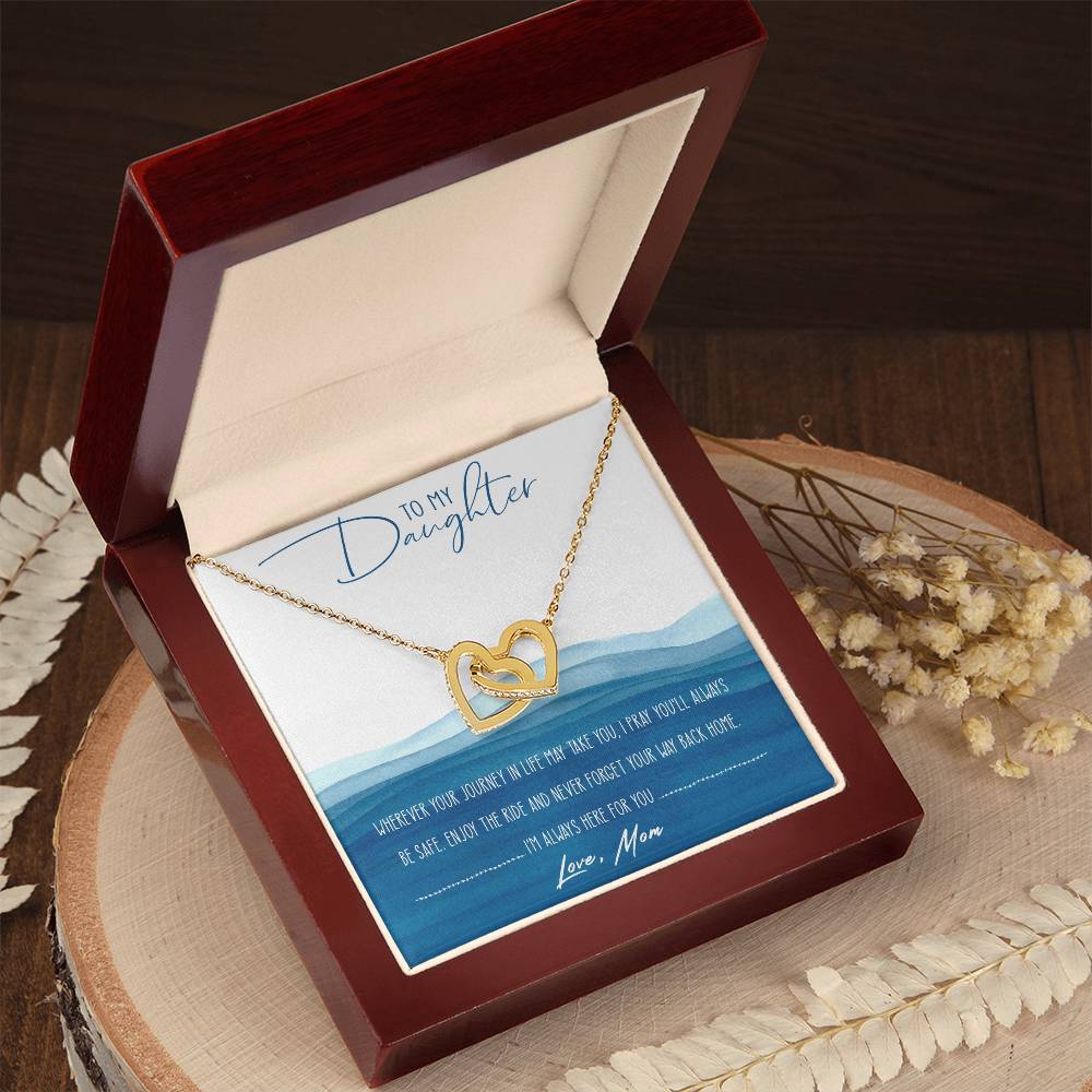 To My Daughter Interlocking Hearts Necklace Message Card