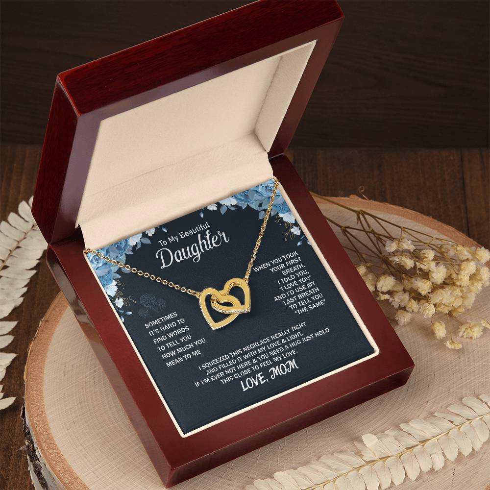 To My Daughter From Mom Interlocking Hearts Necklace Mother To Daughter Gift Birthday Gift To Daughter From Mom Daughter Necklace