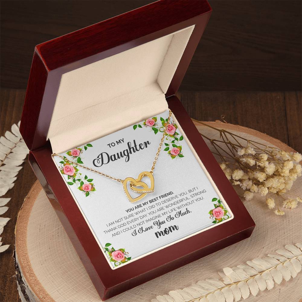 To My Daughter - I Love You So Much Necklace Interlocking Hearts Necklace