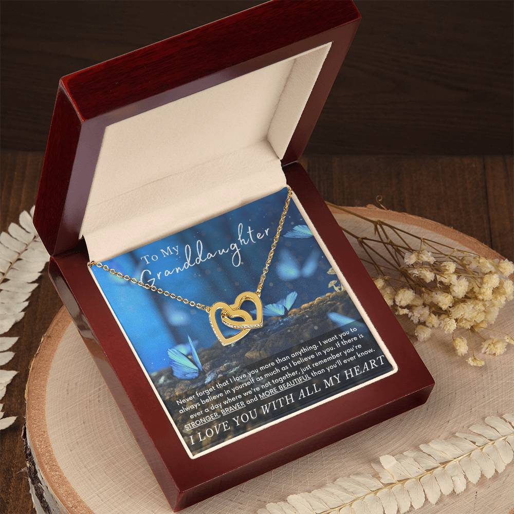 To My Granddaughter Butterfly Necklace - A Unique Gift She Can Cherish Forever Interlocking Hearts Necklace