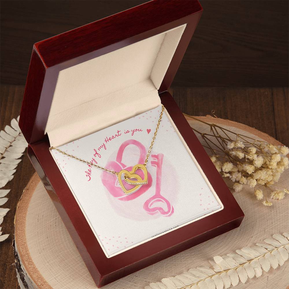 The Key Of My Heart Is Yours Interlocking Hearts Necklace