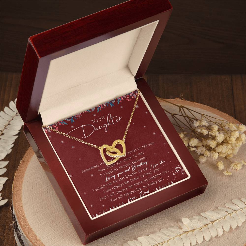 To My Daughter Interlocking Hearts Necklace Message Card