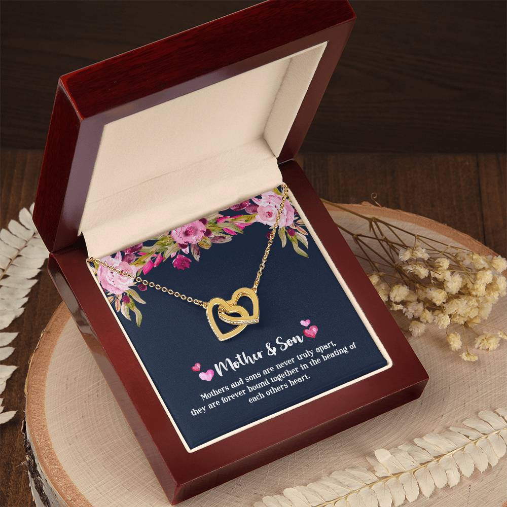 Mother & Son - Never Truly Apart Interlocking Hearts Necklace