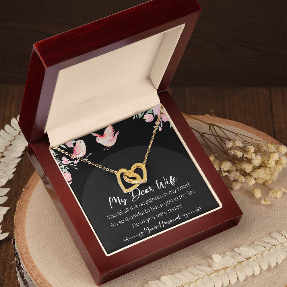 My Dear Wife Interlocking Hearts Necklace Message Card