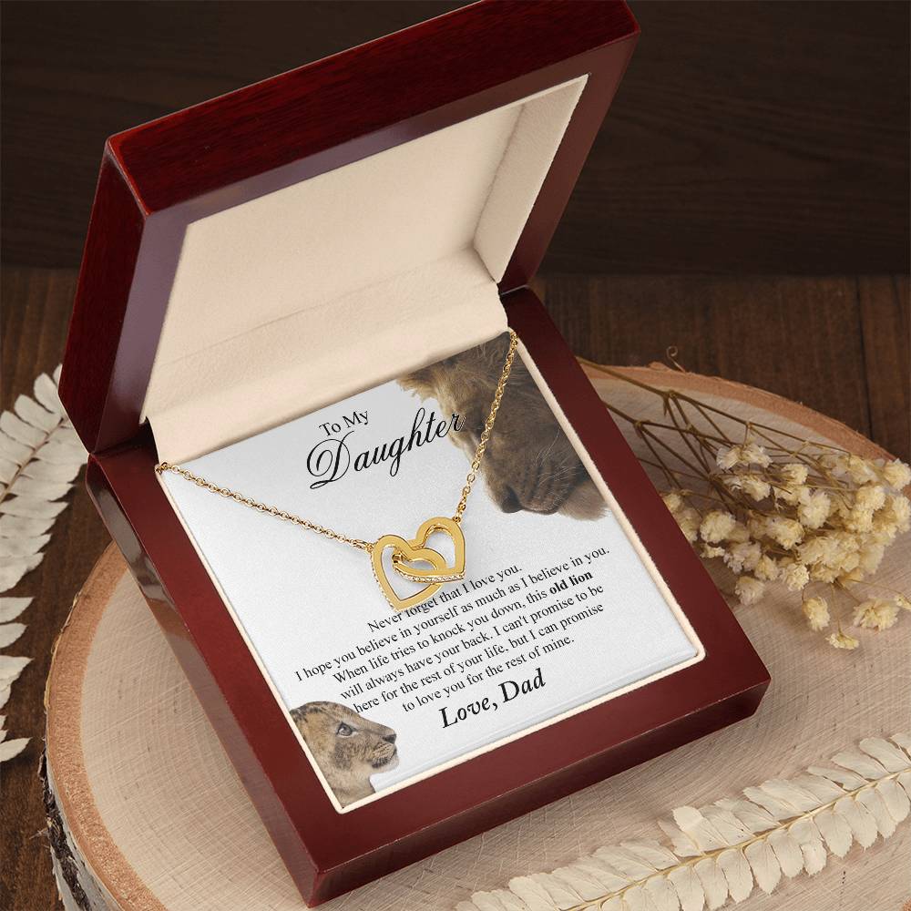 To My Daughter - Love Dad Interlocking Heart Interlocking Hearts Necklace