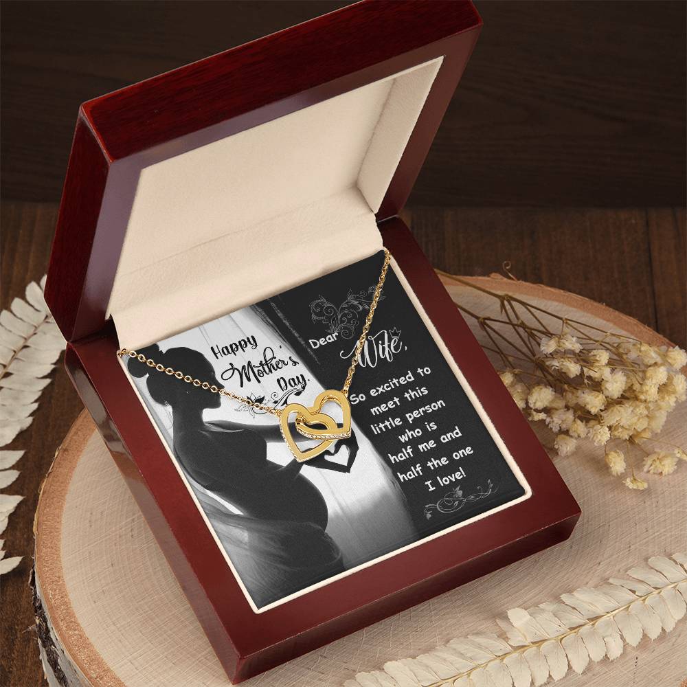 Dear Wife - Happy Mother'S Day - Pregnant - Interlocking Necklace Interlocking Hearts Necklace