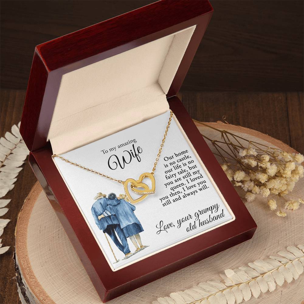 To My Amazing Wife - Love Your Grumpy Old Husband - Necklace Interlocking Hearts Necklace