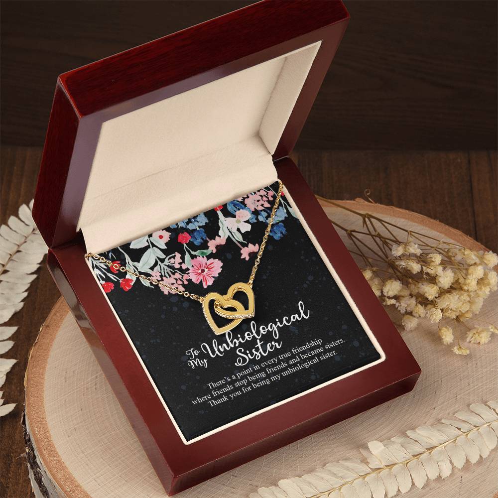 To My Unbiological Sister Interlocking Hearts Necklace