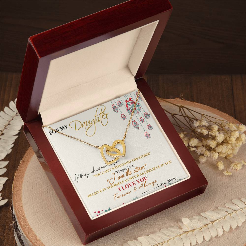 For My Daughter Interlocking Hearts Necklace Message Card