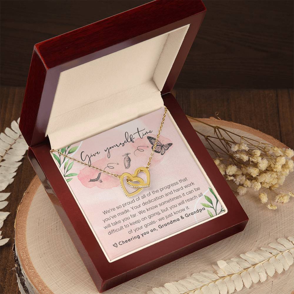 From Grandparents Interlocking Hearts Necklace Butterfly Encouragement Granddaughter Present