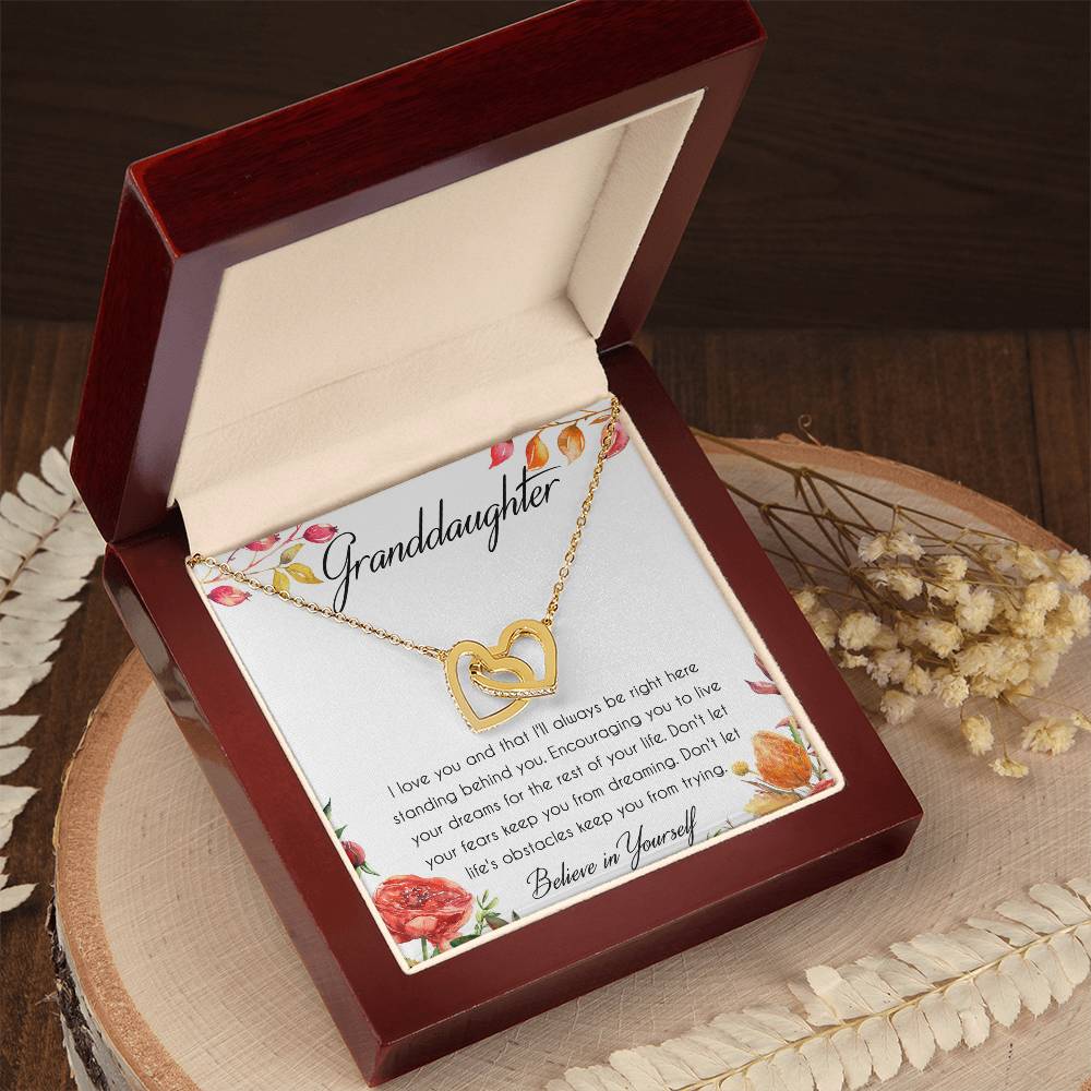 Granddaughter Interlocking Hearts Necklace Message Card