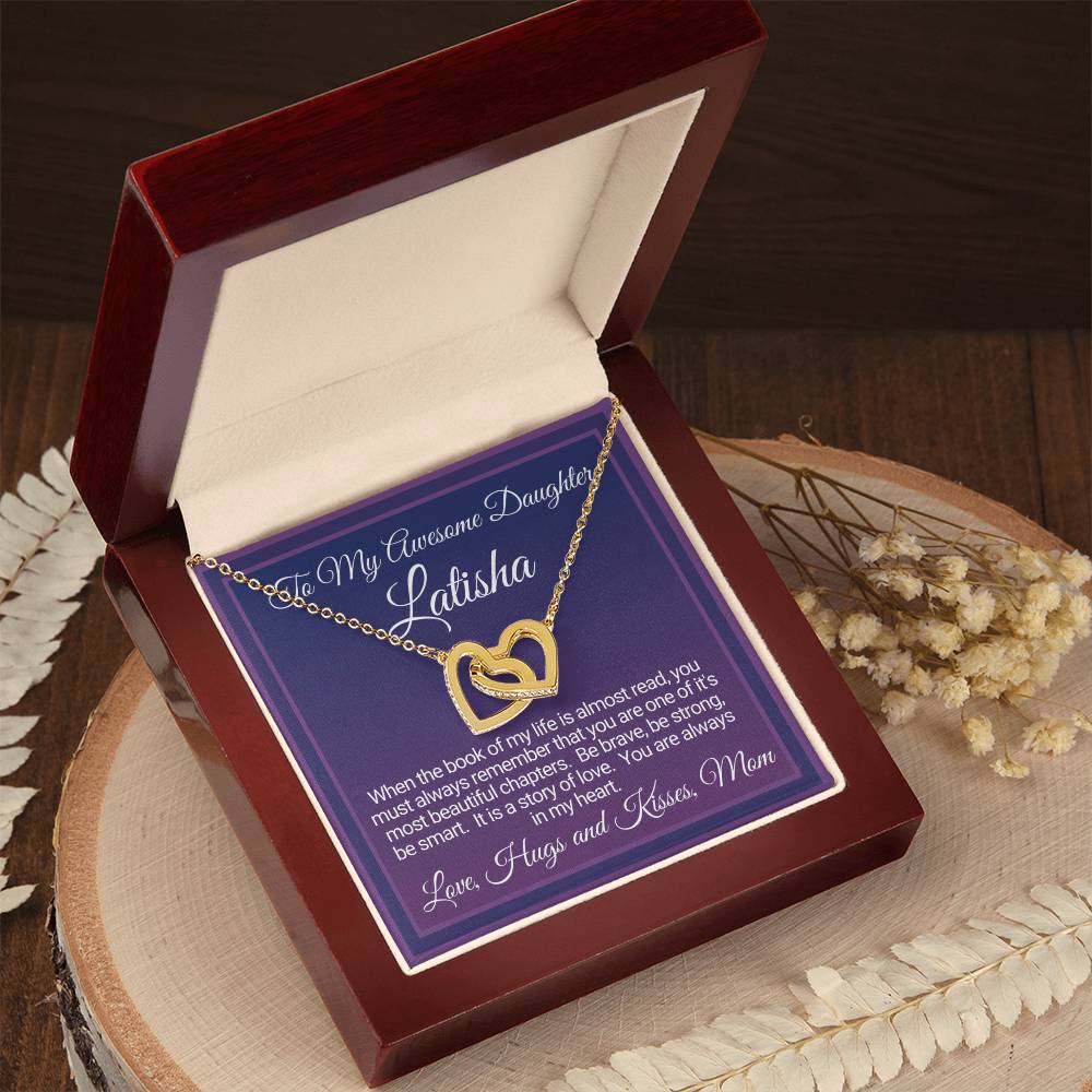 Awesome Daughter Necklace Gift From Mom Interlocking Hearts Necklace