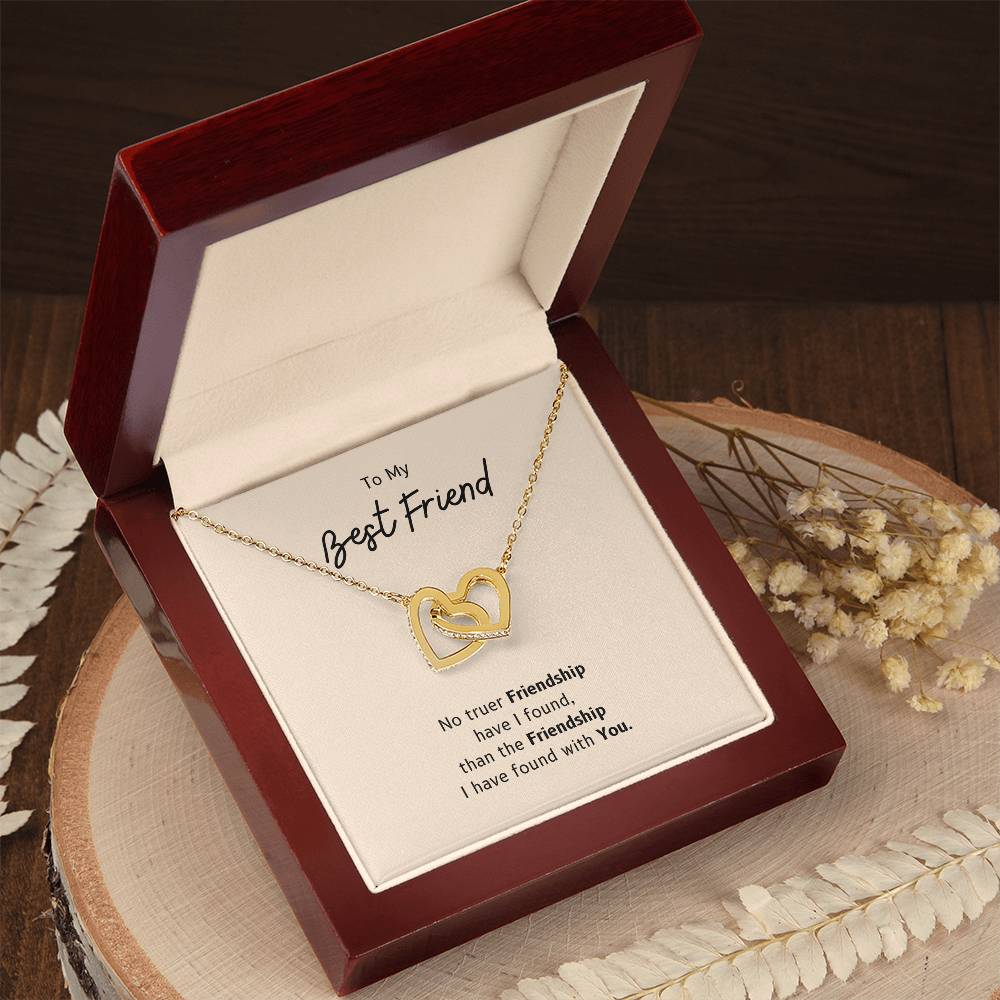To My Bestfriend - No Truer Friendship Have I Found Than The Friendship I Have Found With You - Necklace Interlocking Hearts Necklace