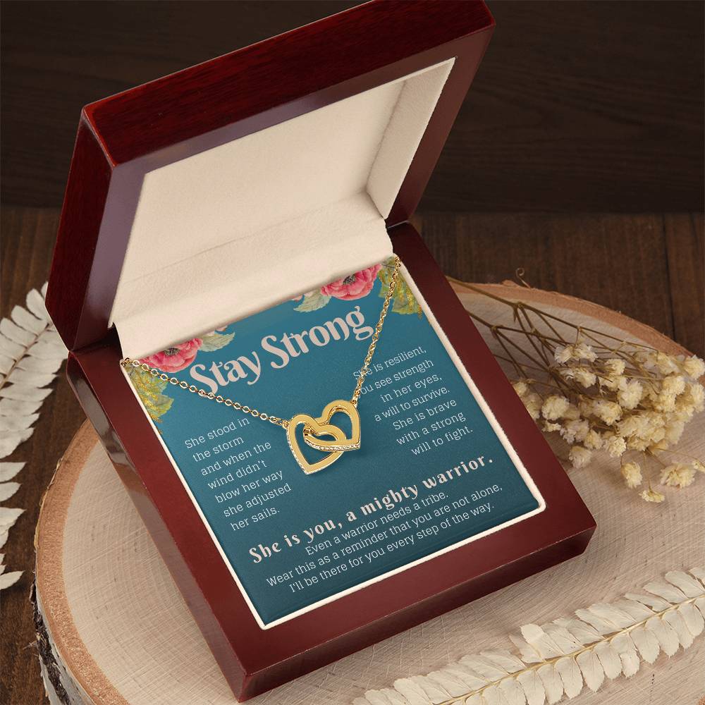 Stay Strong Recovery Gift Necklace Interlocking Hearts Necklace