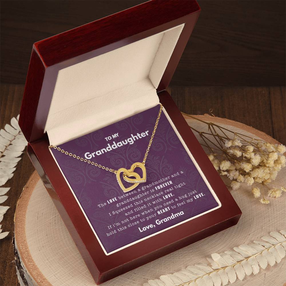 To My Granddaughter - Filled With Love - Necklace Interlocking Hearts Necklace