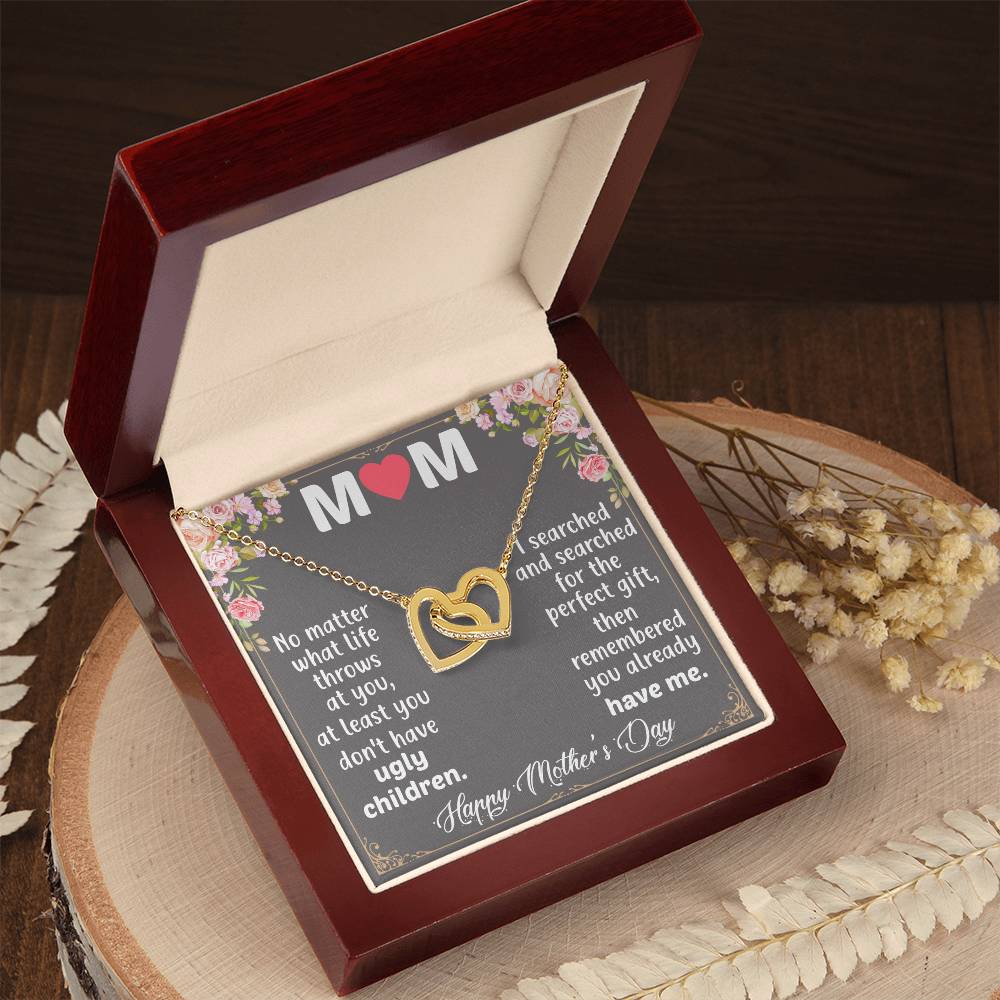 Happy Mother'S Day Mom Interlocking Hearts Necklace