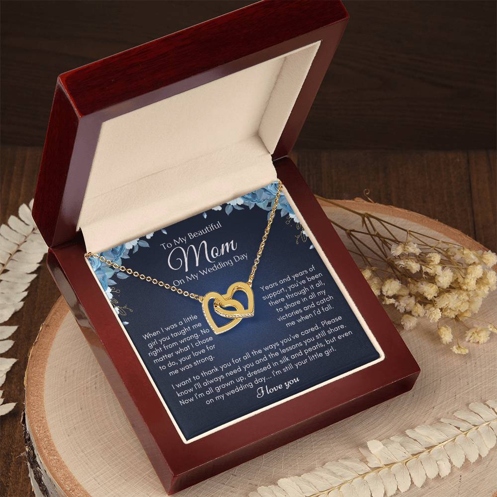 To My Mom On My Wedding Day Necklace Interlocking Hearts Necklace