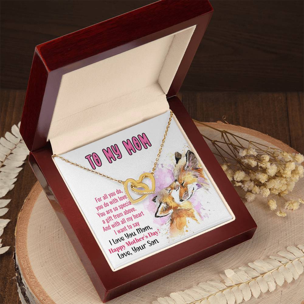 To My Mom Mother'S Day Linked Hearts Necklace From Son Interlocking Hearts Necklace