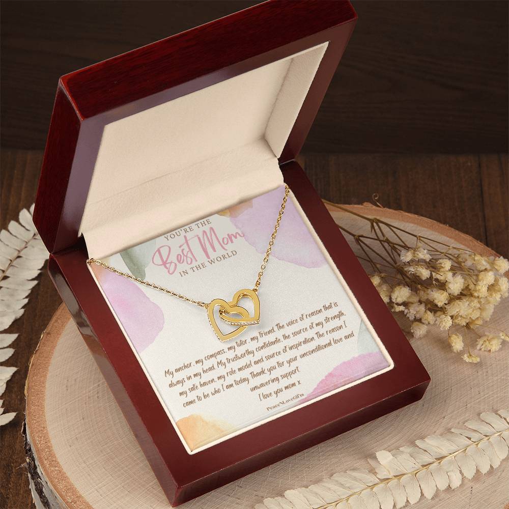 Best Mom Interlocking Hearts Necklace