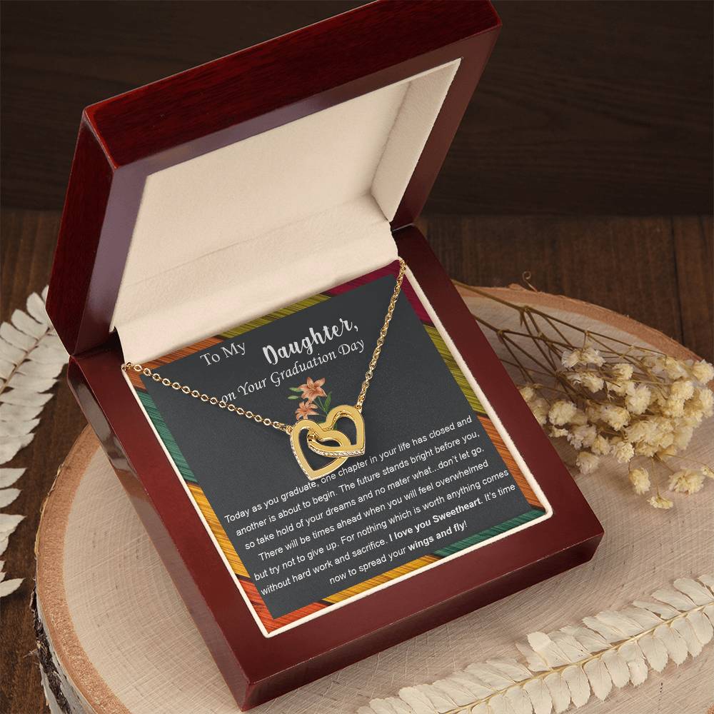 To My Daughter On Your Graduation Day Heart Lock Necklace From Parent Interlocking Hearts Necklace