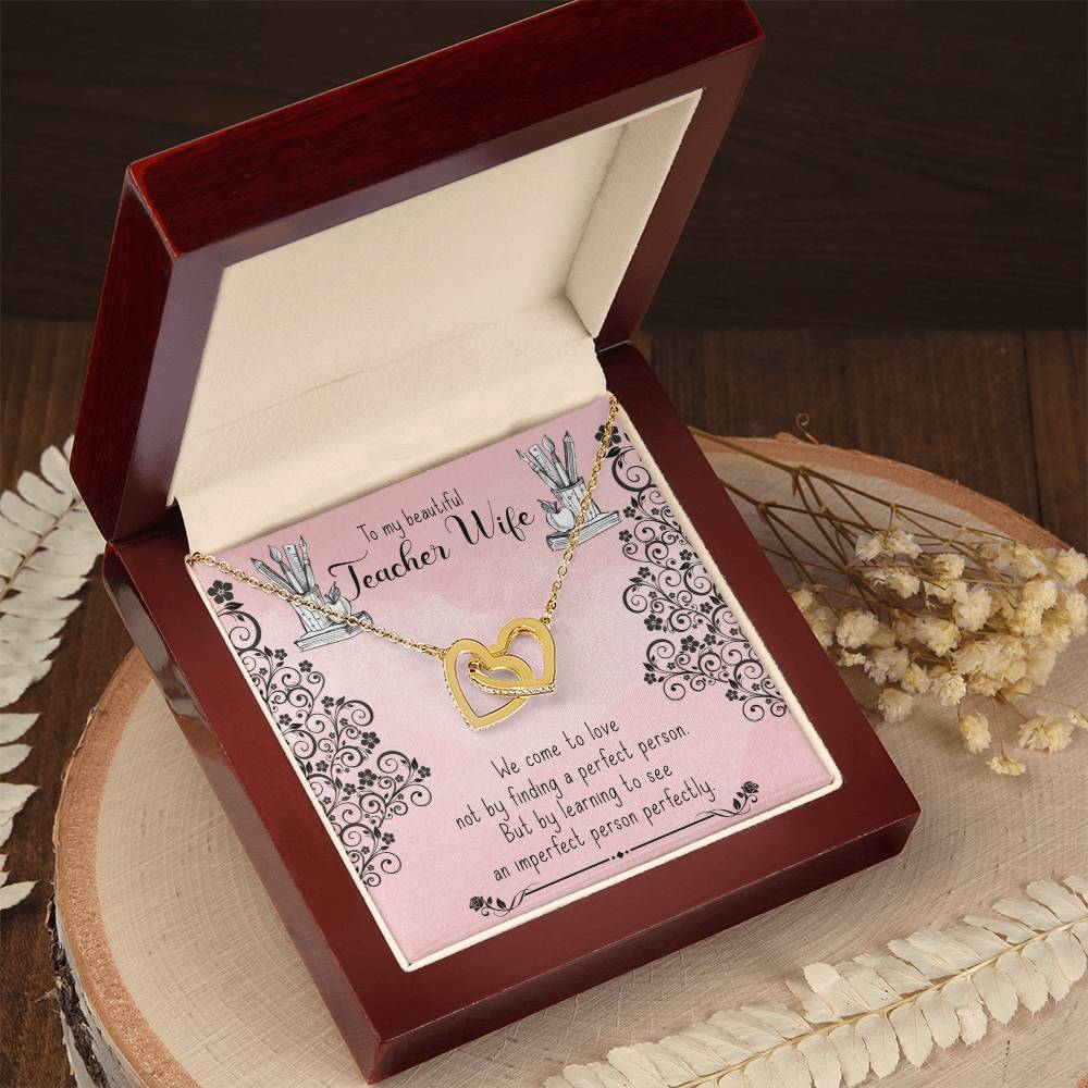 To My Beautiful Teacher Wife Gift - Interlocking Hearts Necklace - Symbol Of Never-Ending Love