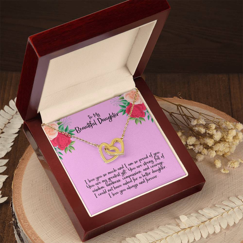 To My Beautiful Daughter - Interlocking Heart Necklace Interlocking Hearts Necklace