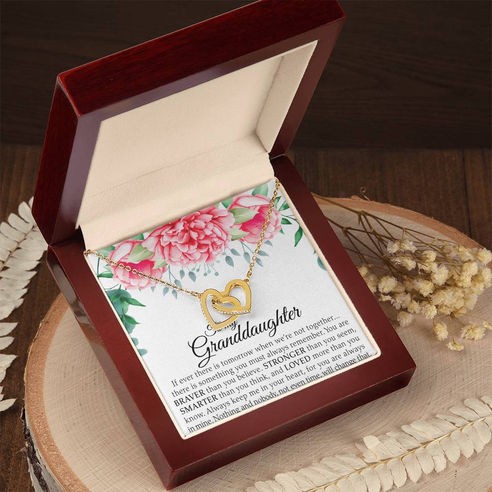 To Granddaughter - Double Heart Necklace - Interlocking Hearts Necklace