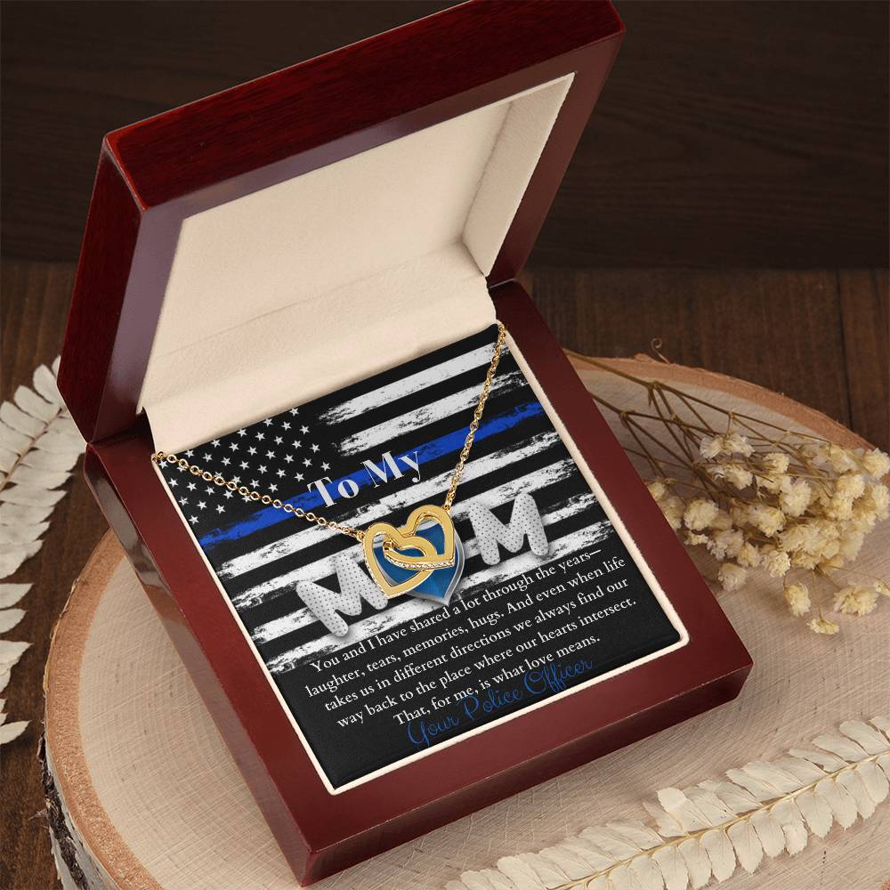 Police Officer'S Mom Necklace Interlocking Hearts Necklace