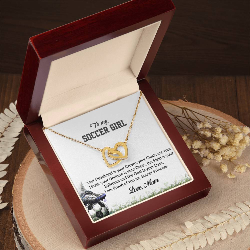 To My Soccer Girl - I Am Proud Of You Interlocking Hearts Necklace