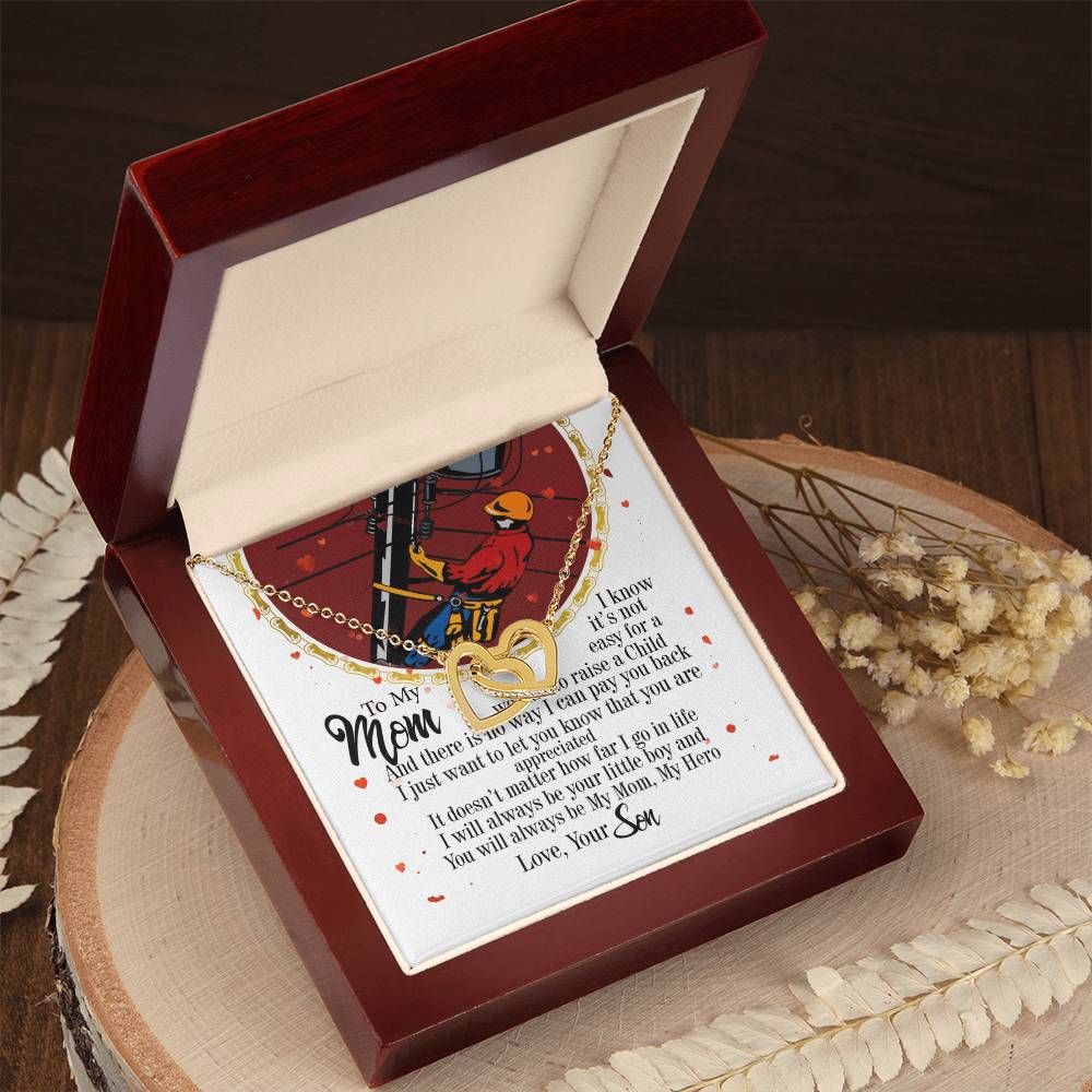 Lineman'S Mom - Interlocking Heart Necklace Interlocking Hearts Necklace