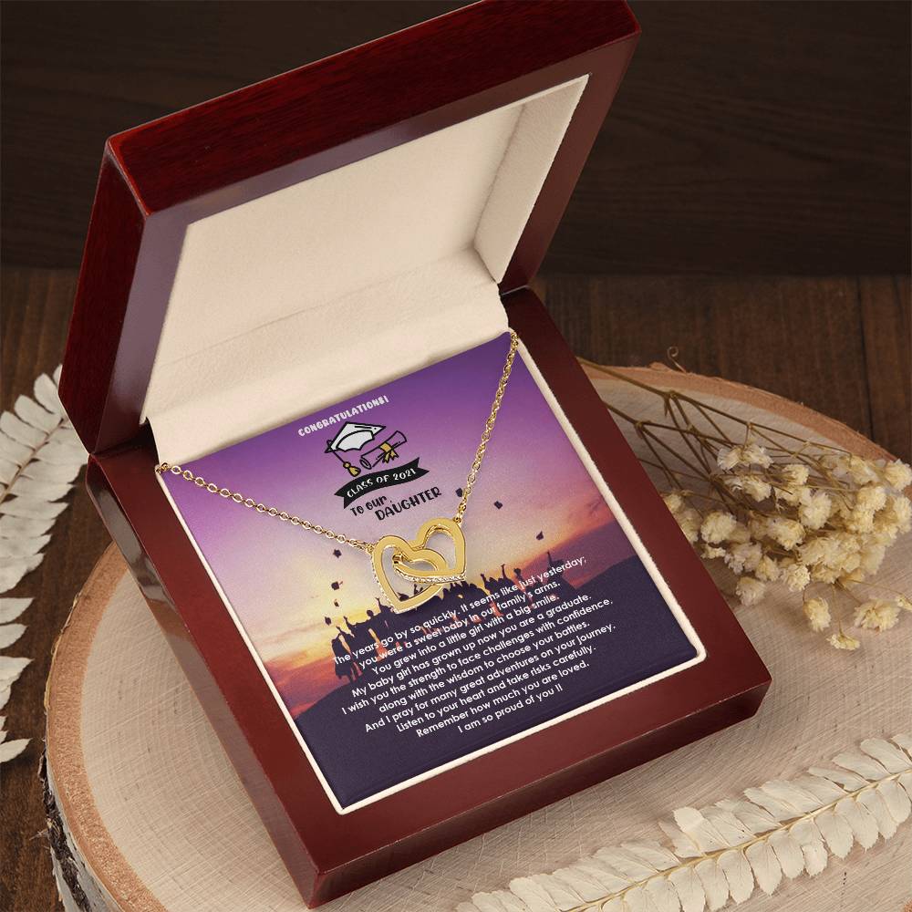 Interlocked Never-Ending Love Necklace For My Loving Graduate Daughter Interlocking Hearts Necklace