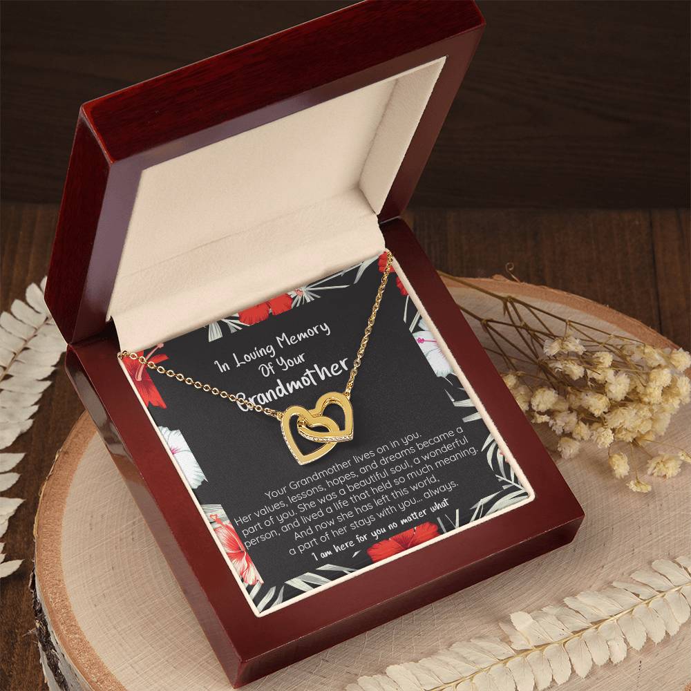 Loss Of Grandmother She Lives On In You Connected Hearts Forever Necklace Interlocking Hearts Necklace