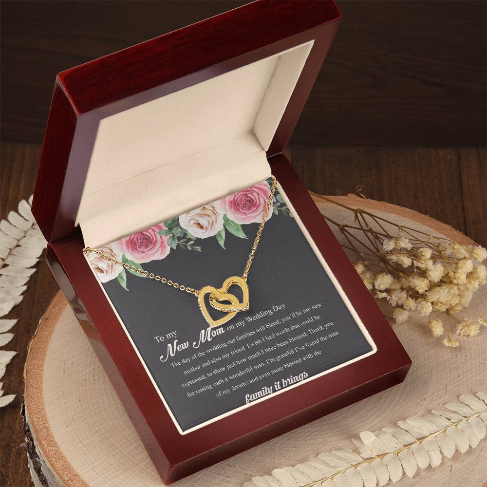 To My New Mom On My Wedding Day Interlocking Hearts Necklace