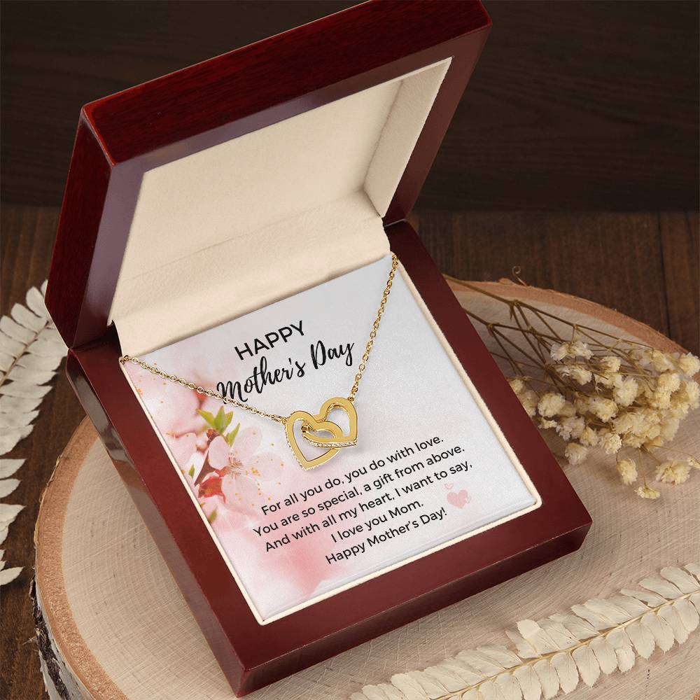Mother'S Day Heart Necklace - 316 Steel With 18K Rose Gold Finish And Cubic Zirconia Stones - In The U.S.A. 🇺🇸 Interlocking Hearts Necklace