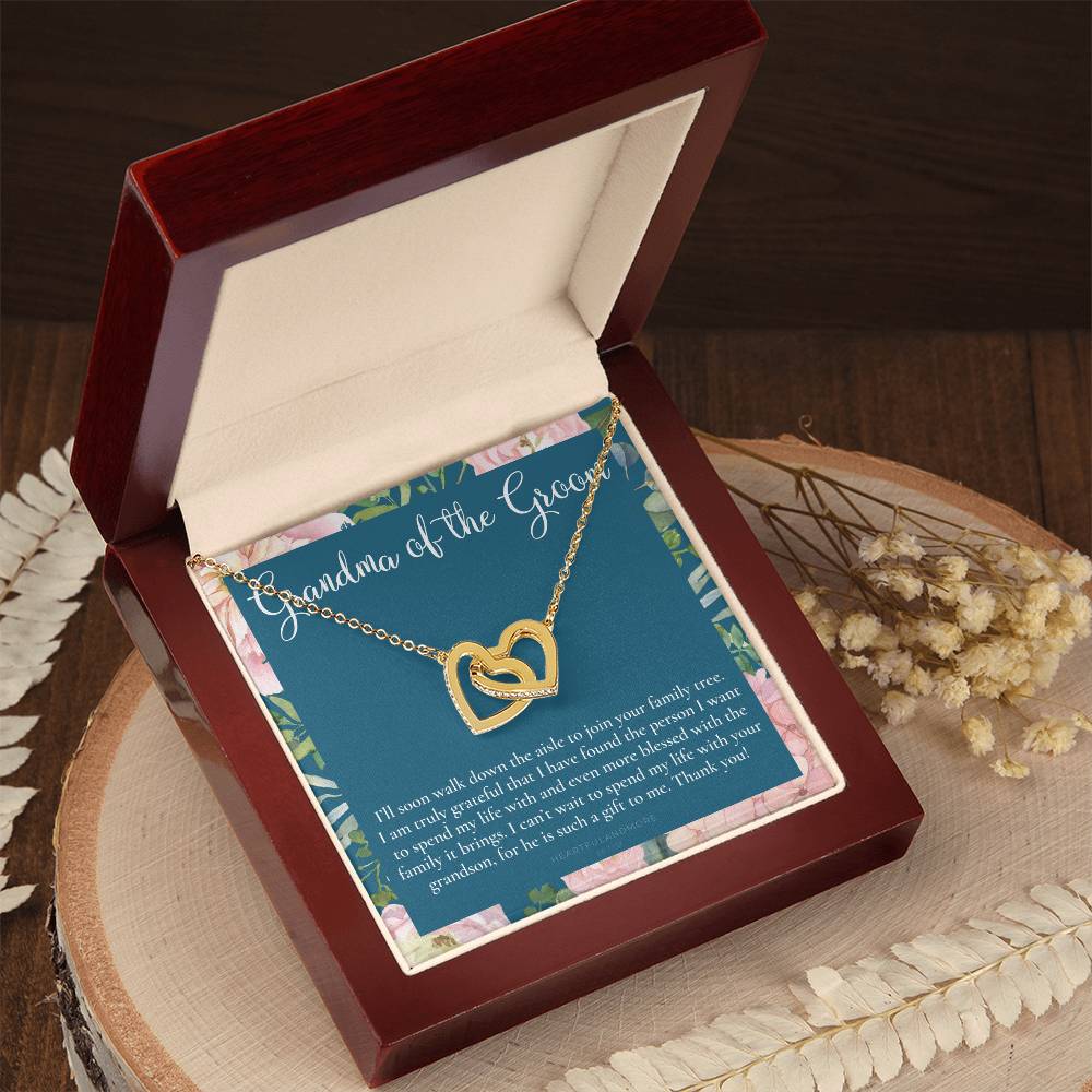 Grandmother Of The Groom Gift Necklace Grandma Wedding Gift Nana Bridal Shower Rehearsal Dinner Thank You Gift Interlocking Hearts Necklace
