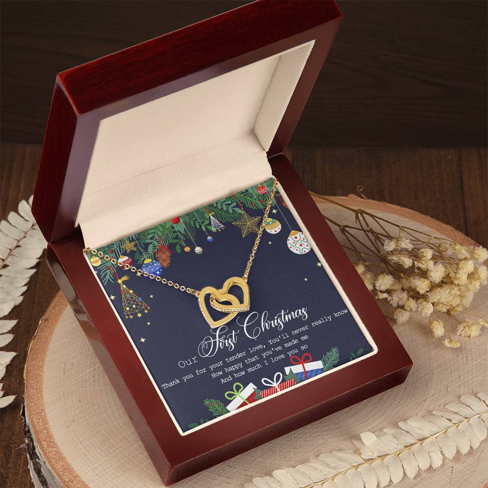 Our First Christmas Interlocking Hearts Necklace Message Card