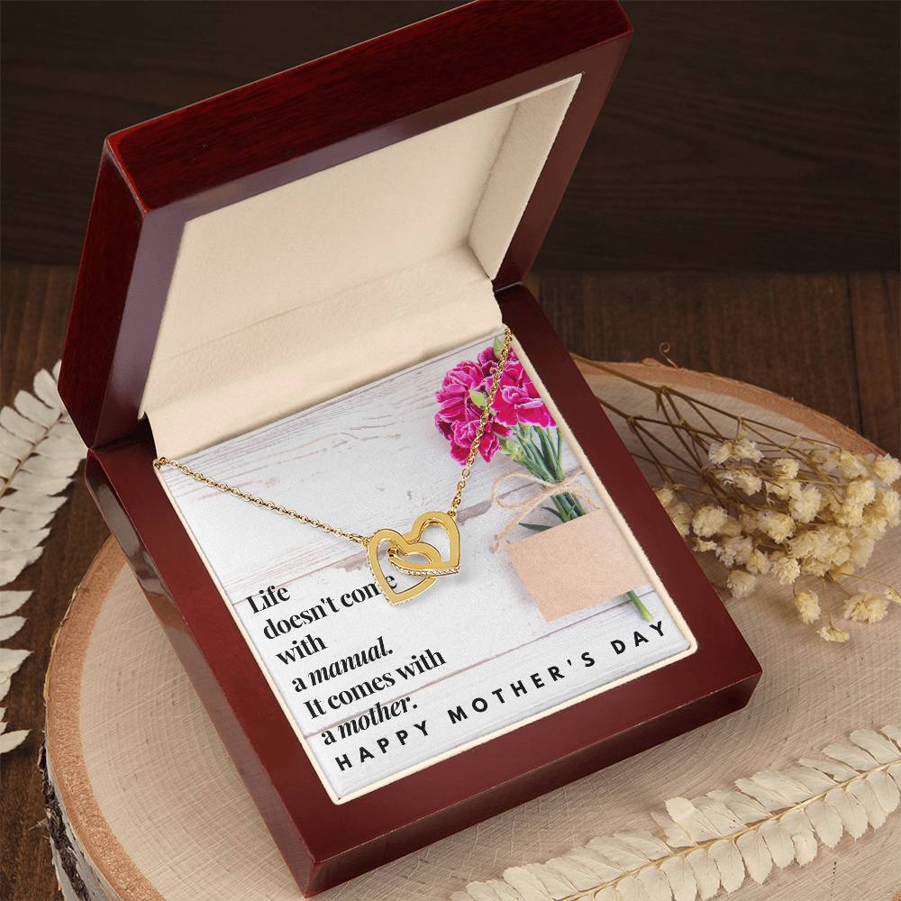 Happy Mother'S Day Double Heart Necklace Interlocking Hearts Necklace