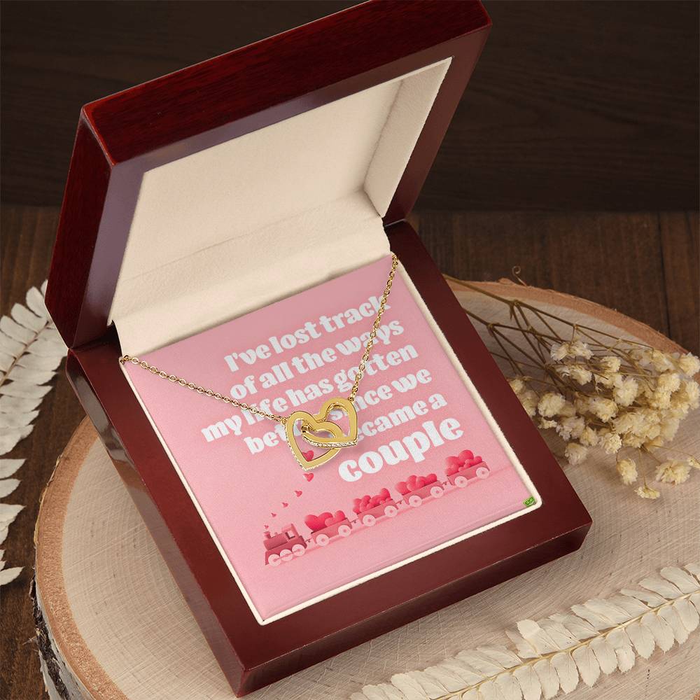 For My Loving Girlfriend Interlocking Hearts Necklace